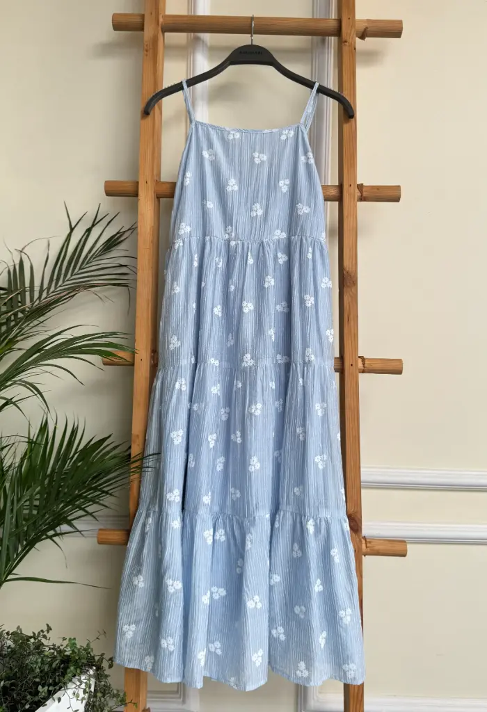 HB SS25-359 EMBROIDERY FLOWER A LINE DRESS