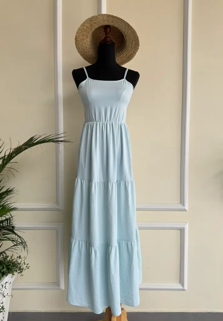 HB SS25-349 SOLID MAXI DRESS