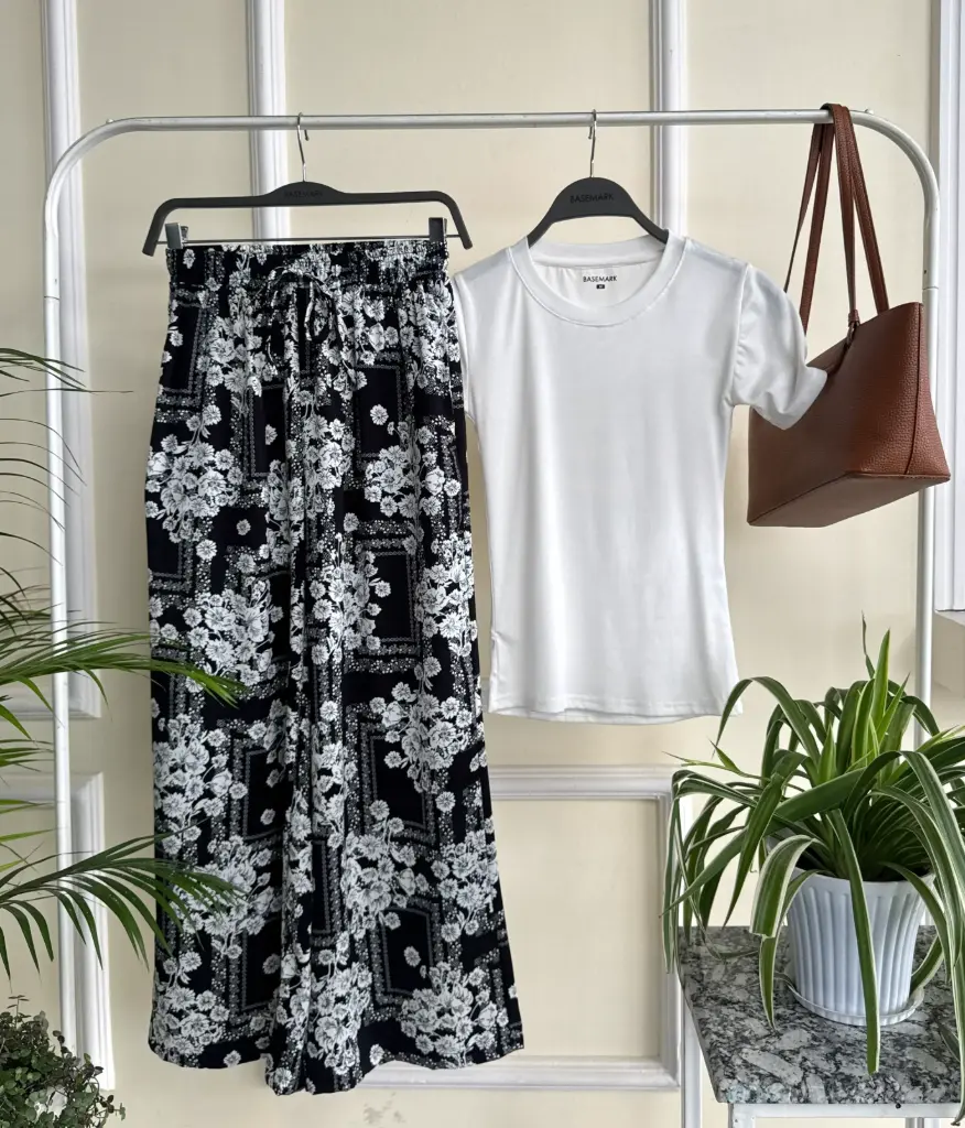 HB SS25-361 PRINTED WIDE LEG PALAJJO