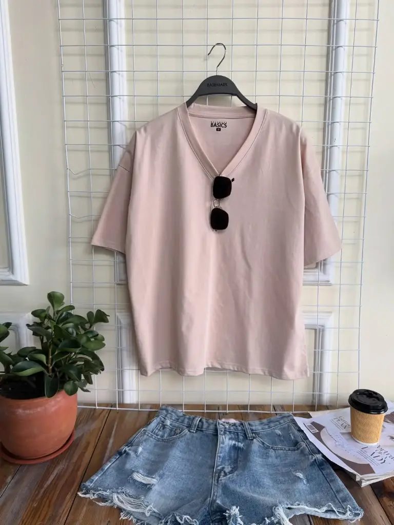 HB SS25-355 V NECK KIMONO TEE