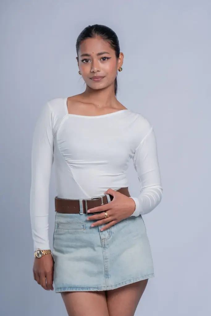HB SS25-436 COWL NECK FULL SLEEVE TOP