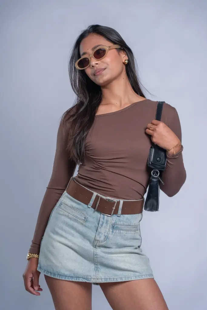HB SS25-436 COWL NECK FULL SLEEVE TOP