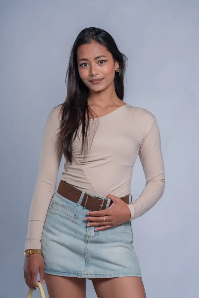 HB SS25-436 COWL NECK FULL SLEEVE TOP