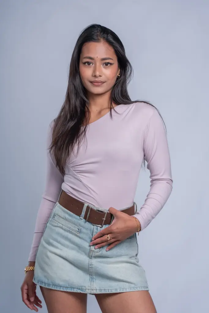 HB SS25-436 COWL NECK FULL SLEEVE TOP