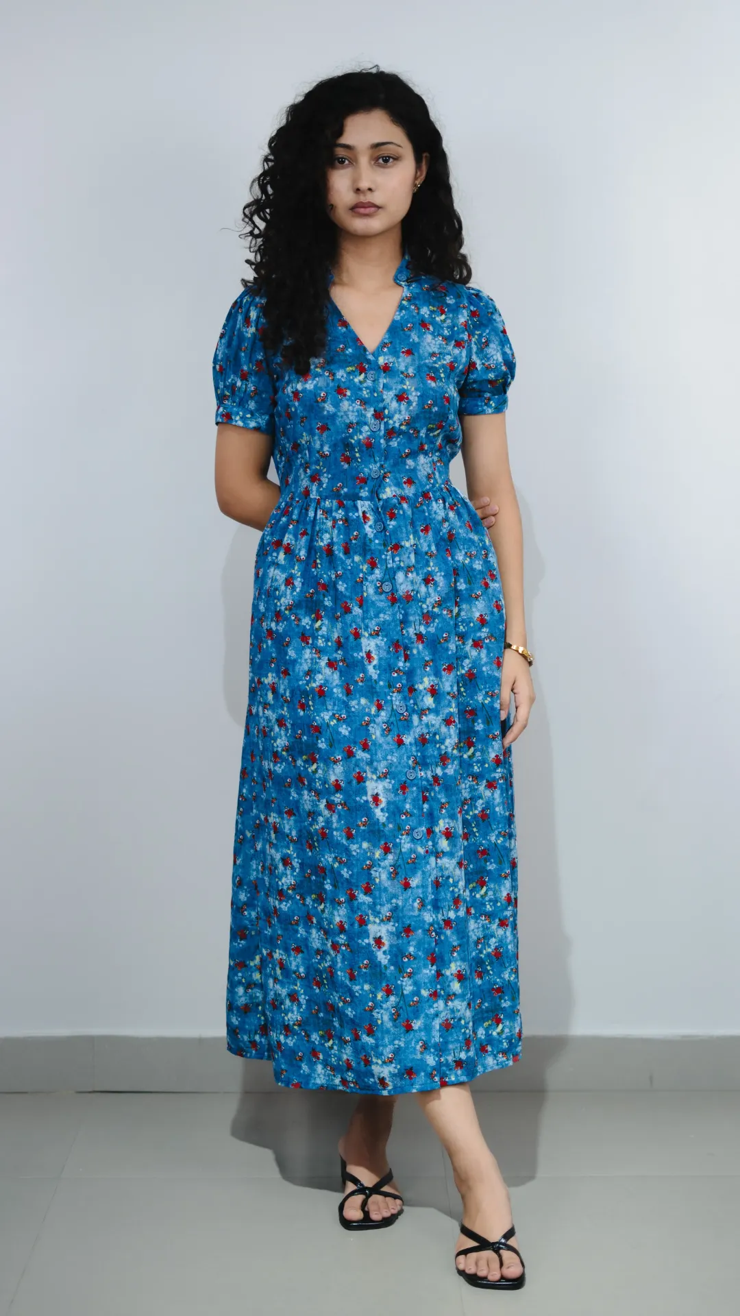 3.43677 HB SS25-449 CHIFFON SHIRT DRESS (BLUE, M)