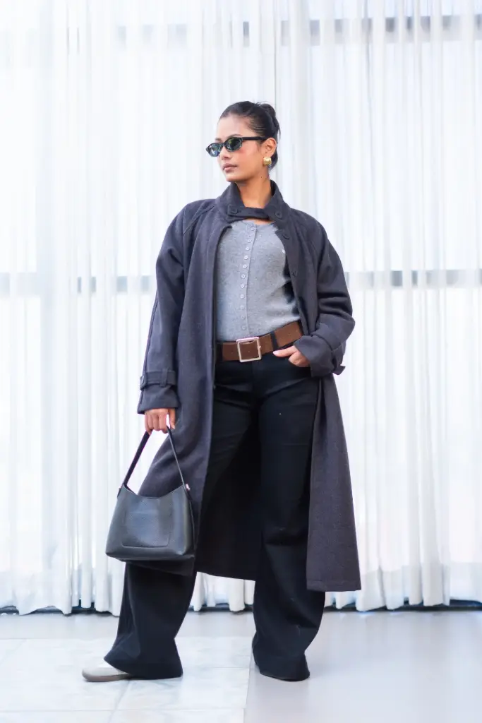 3.46830 HB AW25-07 FUNNEL NECK OVERCOAT (BLACK, S)