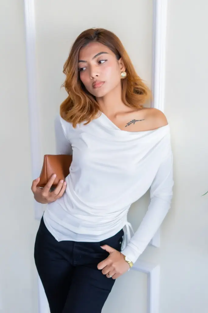 HB AW25-02 ASYMMETRIC RUCHED TOP