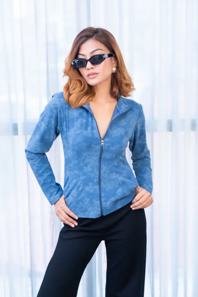 3.47200 HB AW25-19 TIE DYE FLEECE LULU JACKET (BLUE, S)