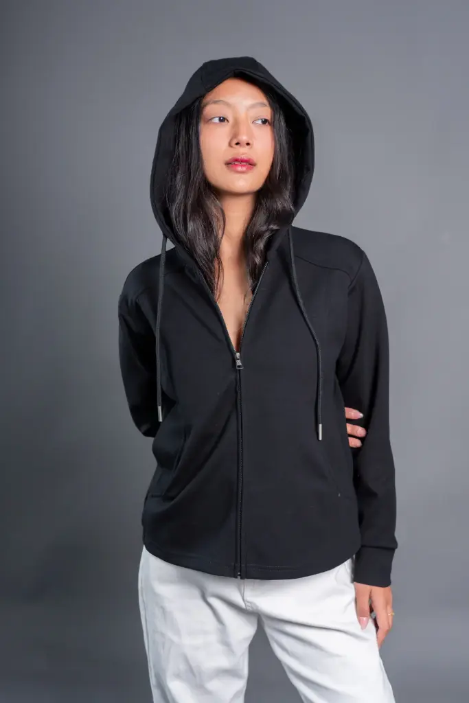 3.50130 HB AW25-27 FITTED ZIP-UP HOODIE (BLACK, M)
