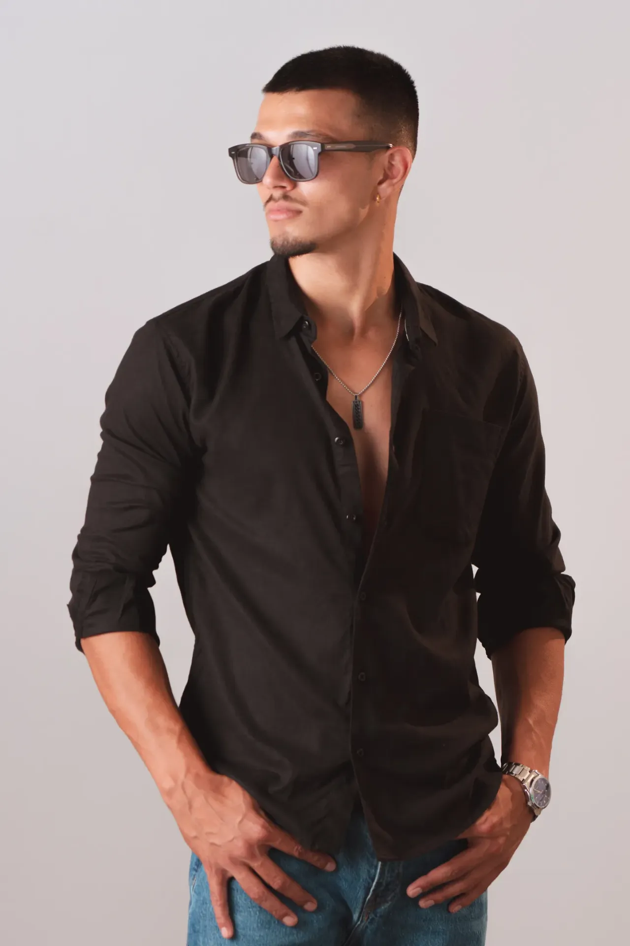 BMNL AW25-17 LINEN PLAIN SHIRT