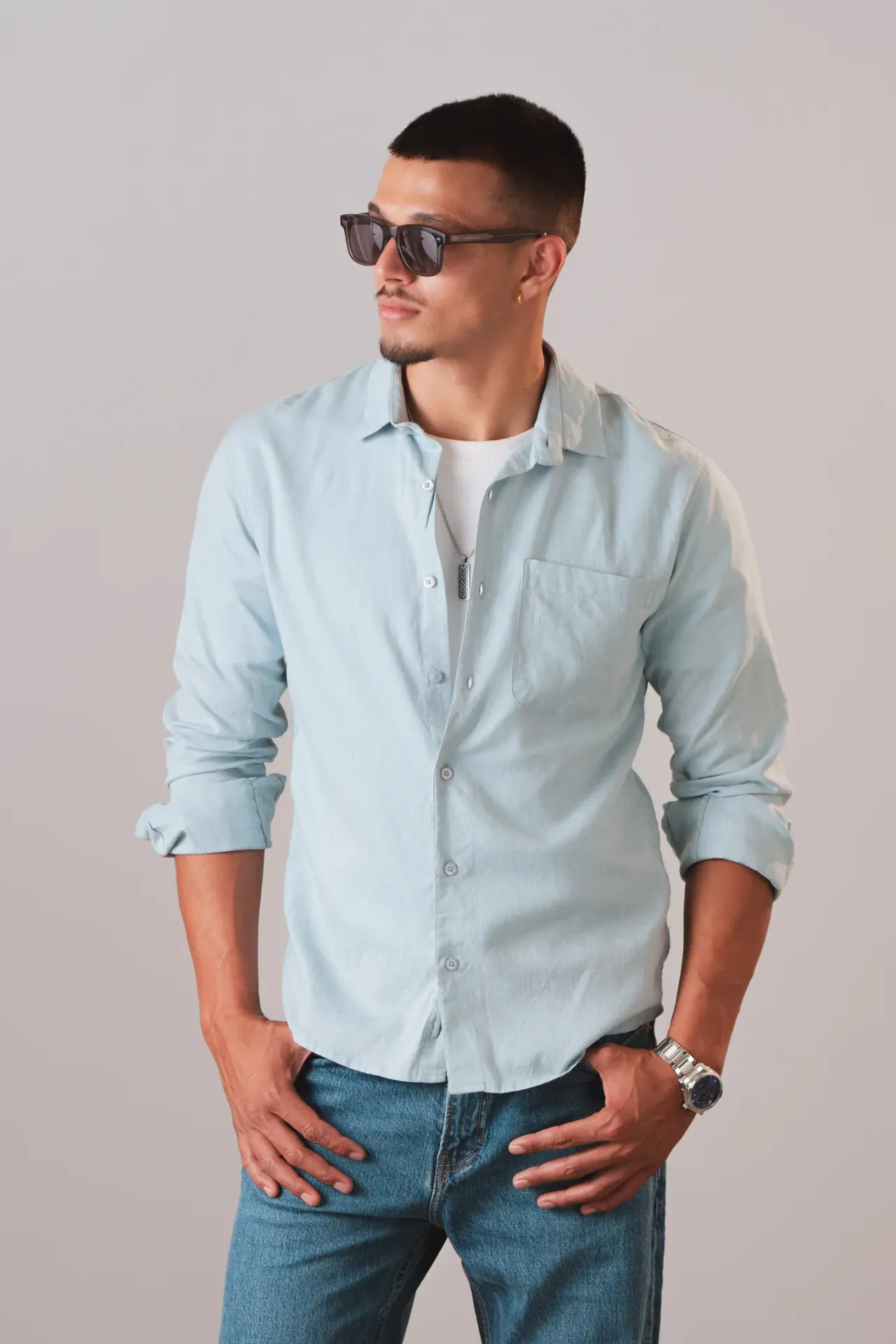 BMNL AW25-17 LINEN PLAIN SHIRT