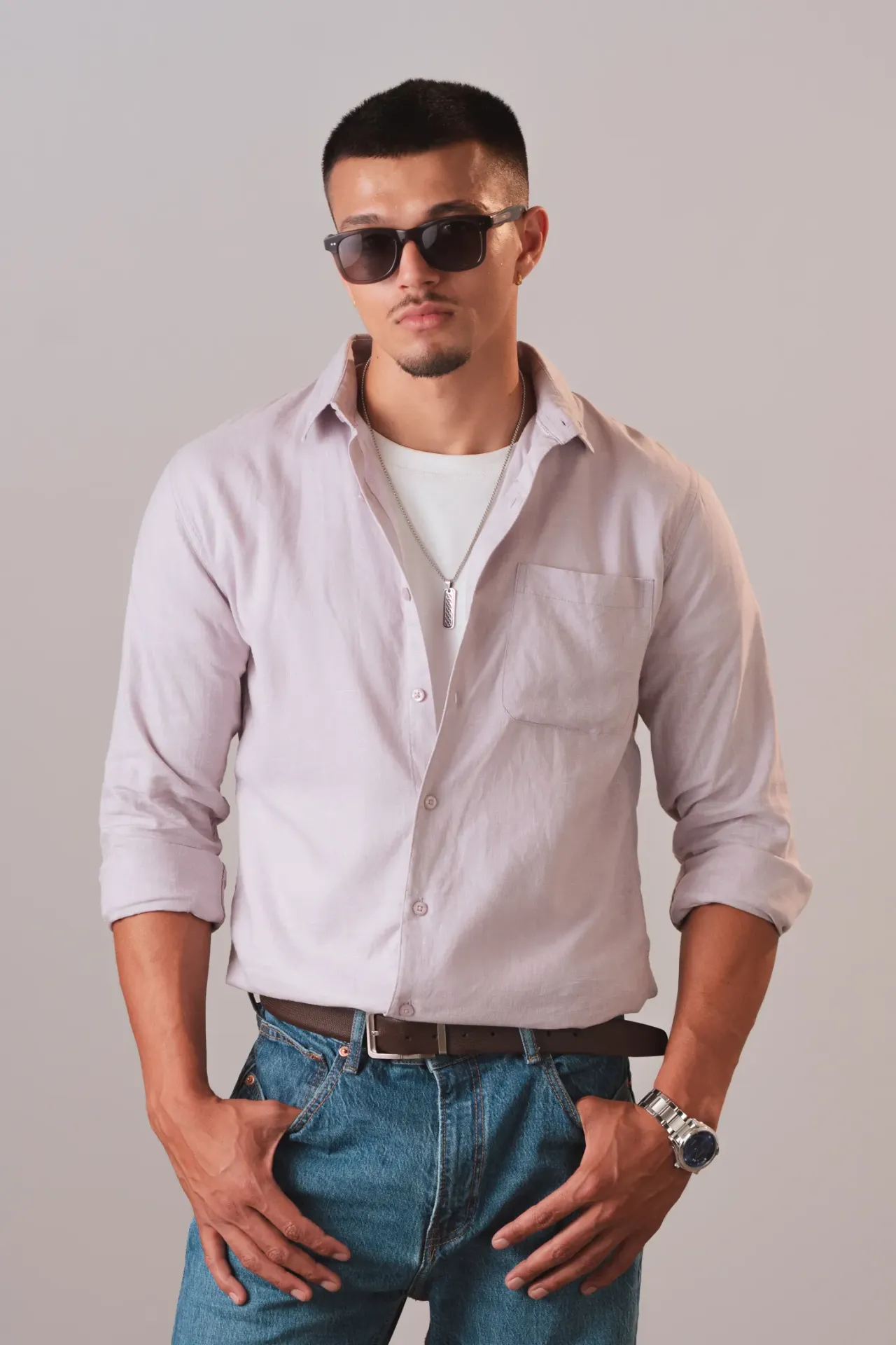 BMNL AW25-17 LINEN PLAIN SHIRT