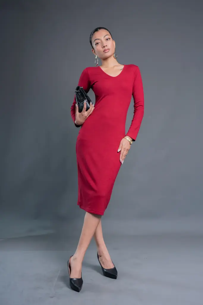 HB AW25-50 V NECK BODYCON