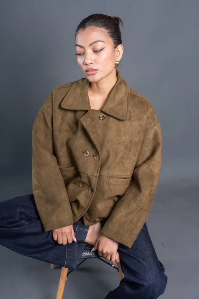 3.53449 HB AW25-75 BOXY SUEDE JACKET (BLACK, M)