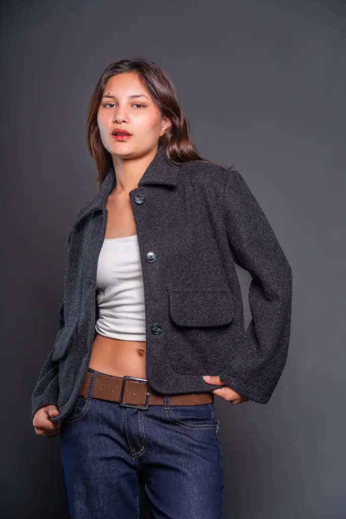 3.55146 HB AW25-74 BUCKED POCKET JACKET (BLACK, M)
