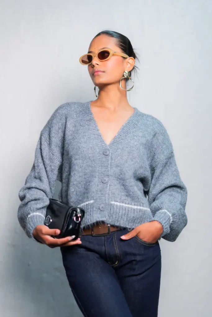 3.57535 6977 LADIES CARDIGAN (GREY)