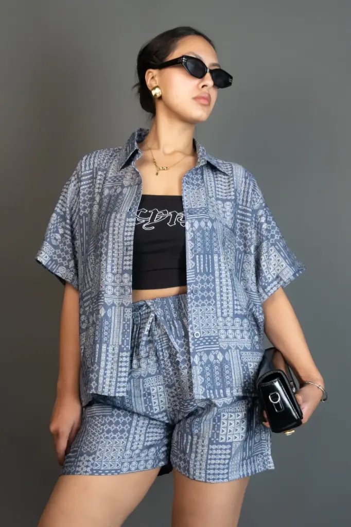 3.58878 BMTO SS26-04 TRIBAL SHIRT (BLUE, M)