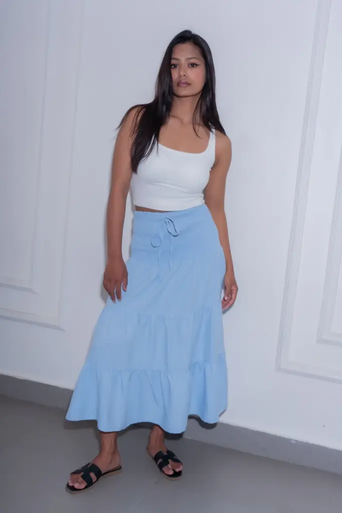 HB SS26-24 SMOKED WAIST MAXI SKIRT