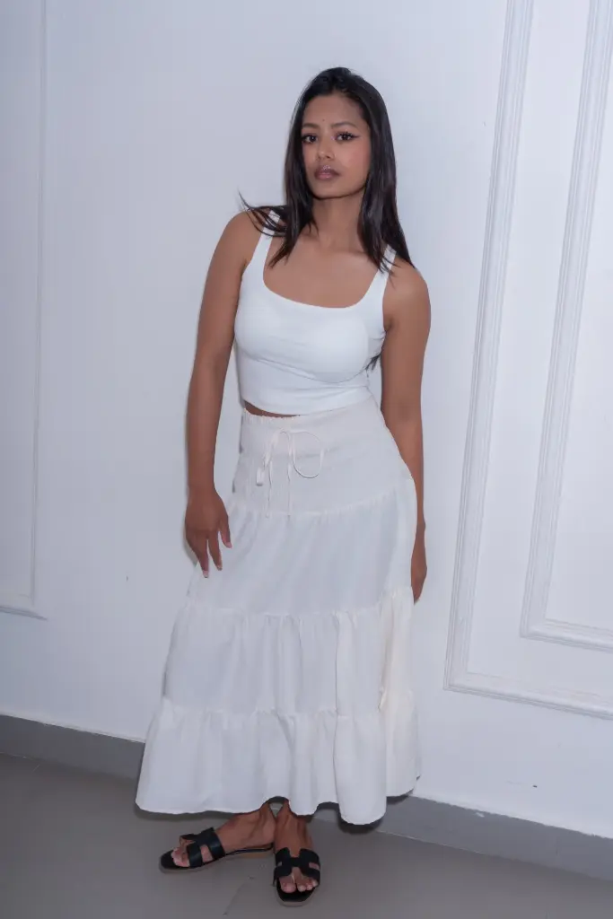 HB SS26-24 SMOKED WAIST MAXI SKIRT