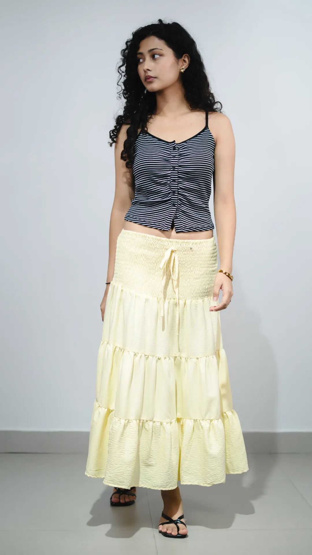 HB SS26-24 SMOKED WAIST MAXI SKIRT