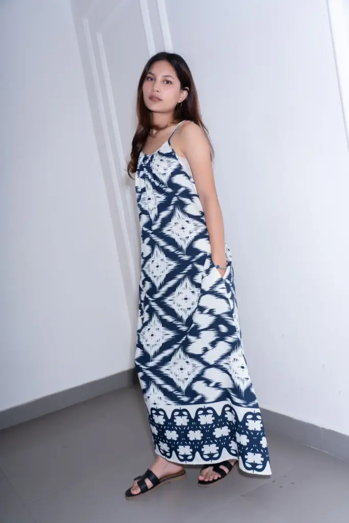3.62852 BMO SS26-13 BOHO DRESS (BLUE, M)
