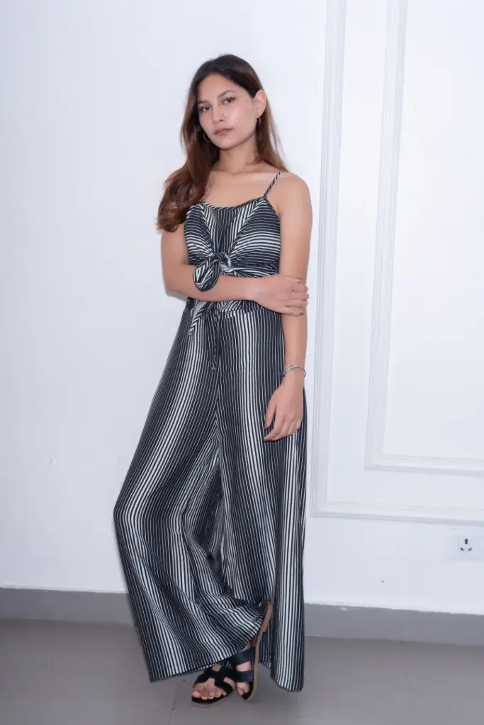 3.62970 HB SS26-39 FRONT TIE JUMPSUIT (BLACK, S)