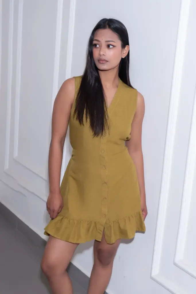 HB SS26-40 RUFFLE HEM DRESS