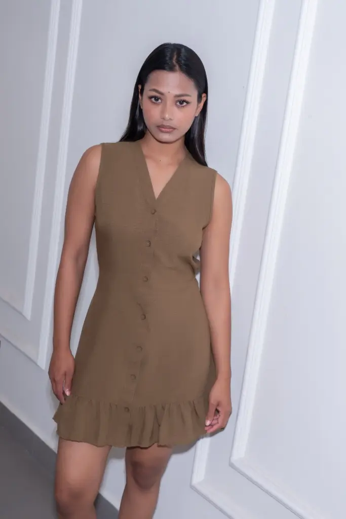 HB SS26-40 RUFFLE HEM DRESS