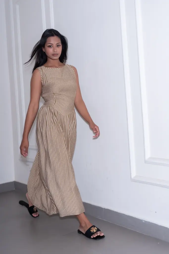 HB SS26-60 STRIPE BOAT NECK DRESS