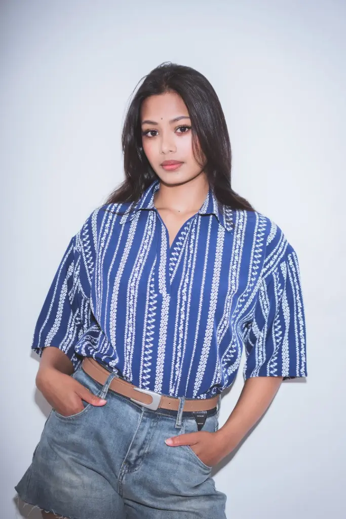 3.64616 BMO SS26-30 MONOCHROME BLOUSE (BLUE, M)