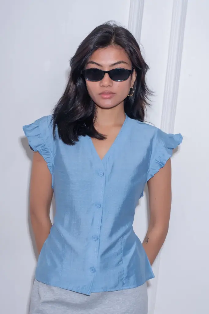 3.65810 HB SS26-80 PEPLUM BLOUSE (BLUE, S)