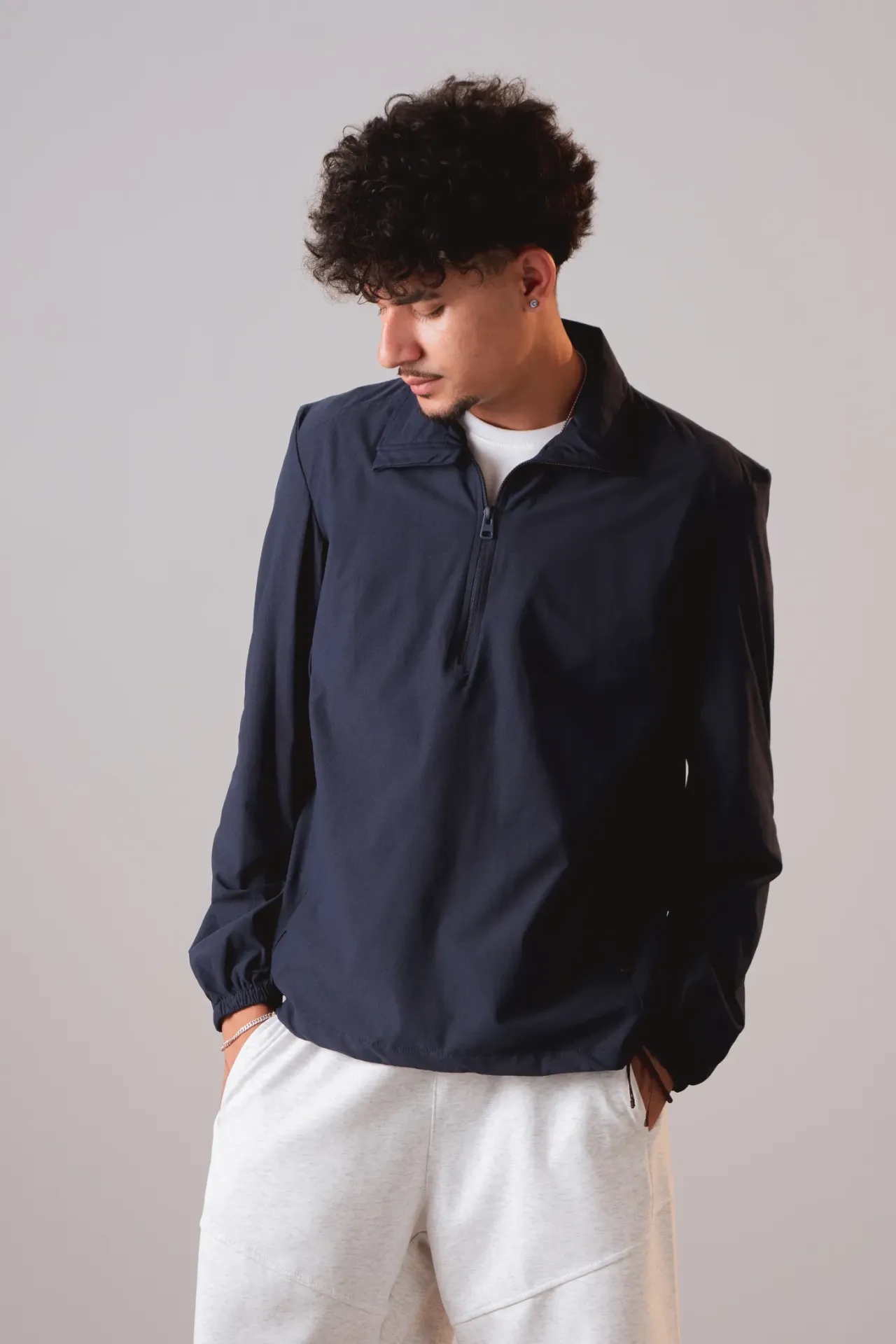 3.66555 BMD SS26-06 QUARTER ZIP OUTER (NAVY BLUE, S)