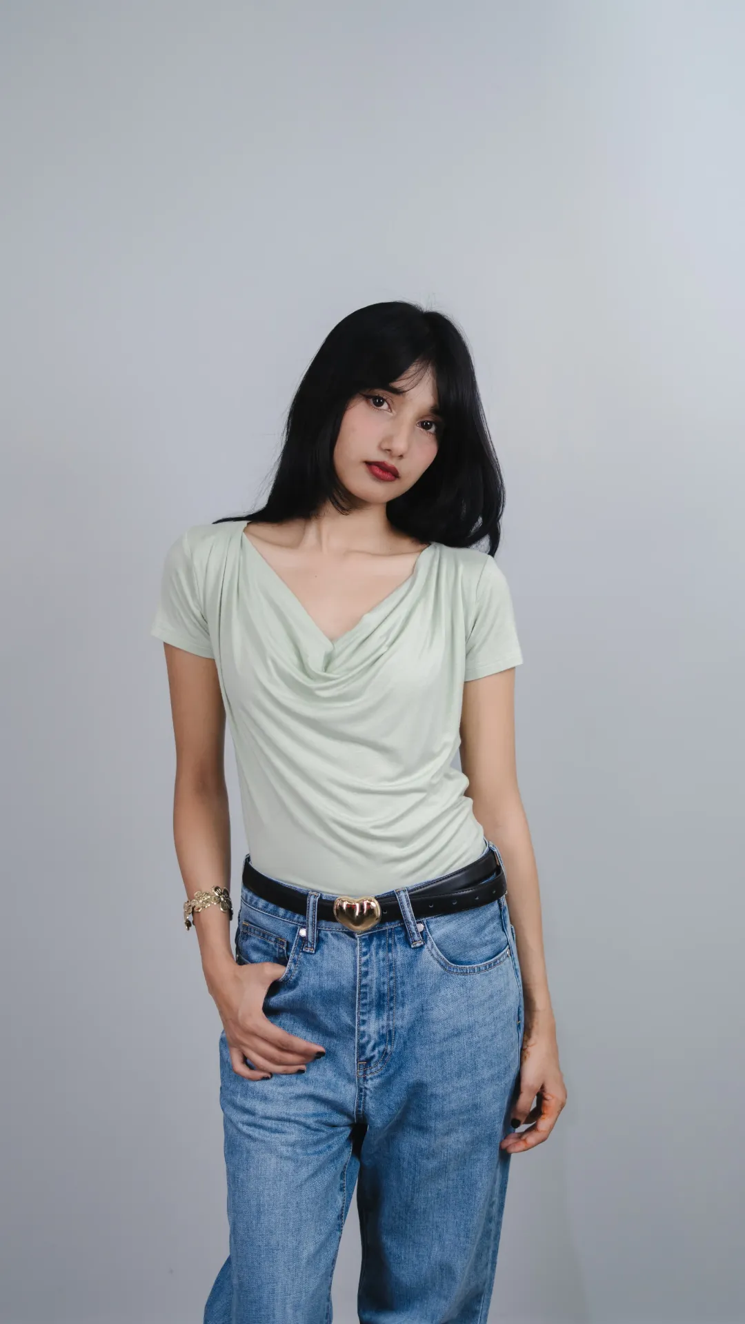 HB SS26-161 COWL NECK TOP