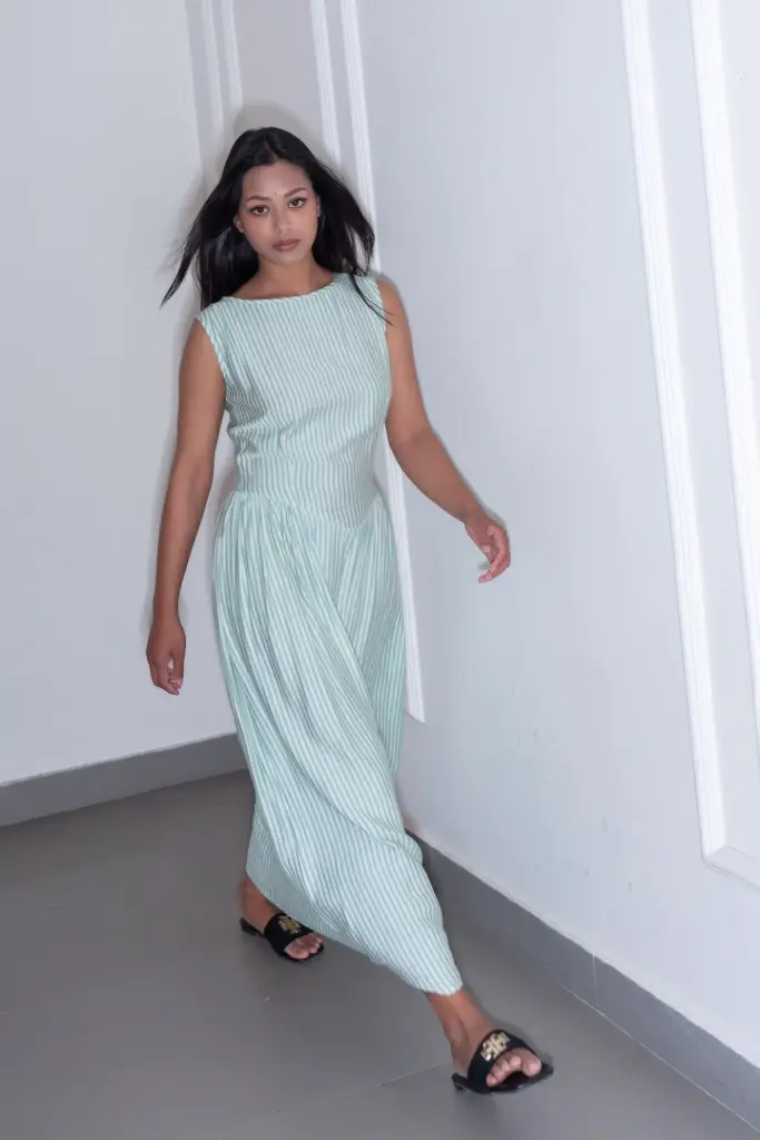 HB SS26-60 STRIPE BOAT NECK DRESS