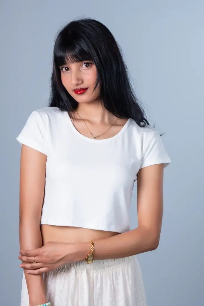3.68512 HB SS26-119 SOLID CROP TOP (WHITE, S)