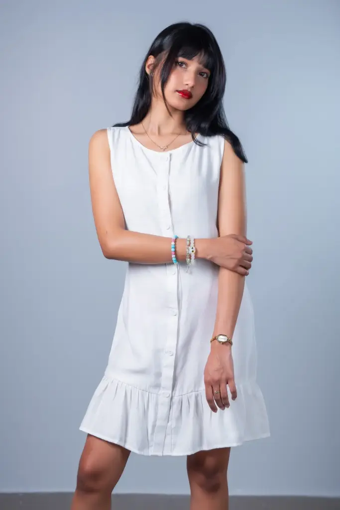 3.68644 HB SS26-162 PEPLUM DRESS (SMOKE, M)