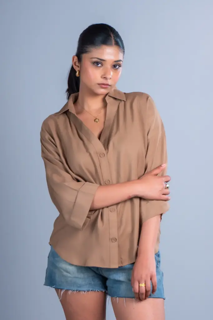 3.68765 HB SS26-116 EASY LINEN SHIRT (KHAKI, S)