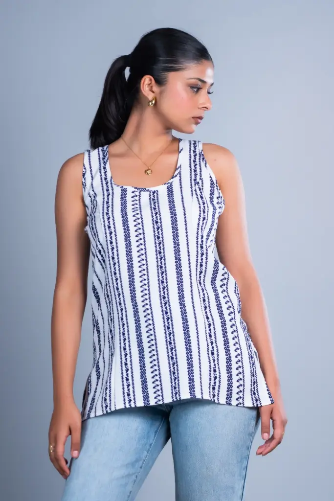 3.69136 BMO SS26-36 ANAYA KURTHI TOP (BLUE, S)