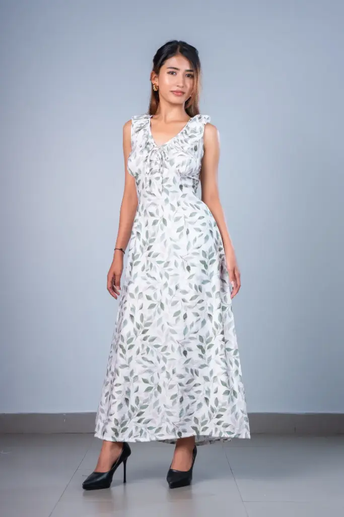 3.69588 HB SS26-153 FLORIN RUFFLE DRESS (GREEN, S)