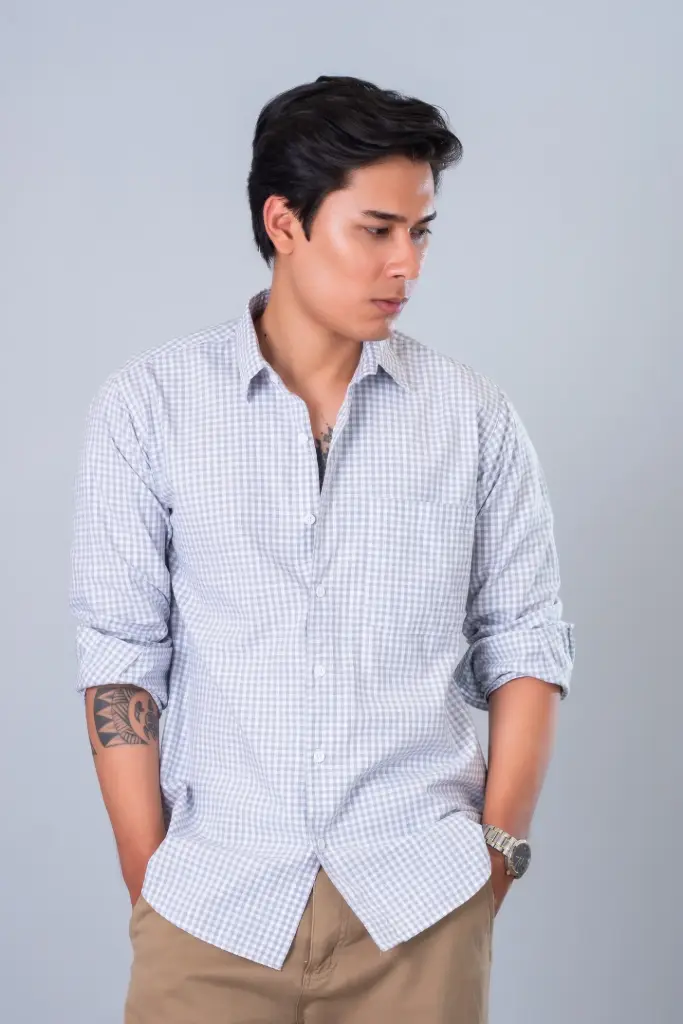 BMNL SS26-05 MINI CHECK LINEN SHIRT