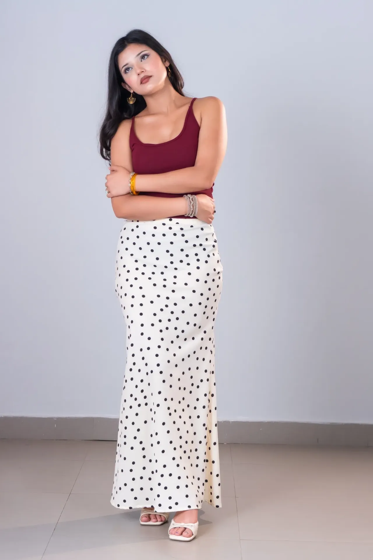 HB SS26-183 POLKA MERMAID SKIRT