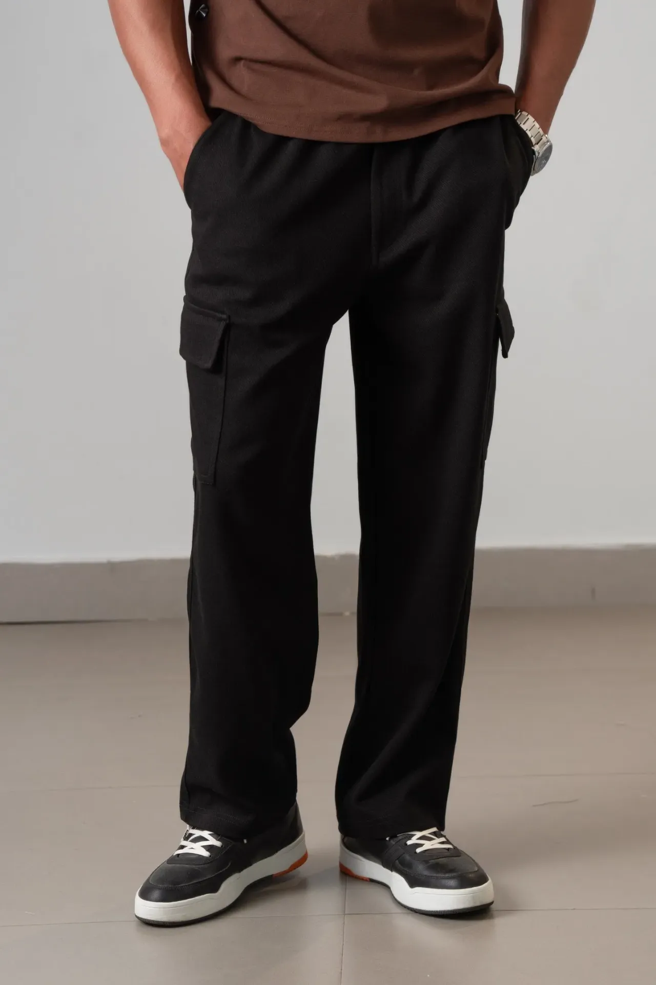 3.92028 HBM SS26-90 EVERYDAY CARGO SWEATPANTS (BLACK, S)