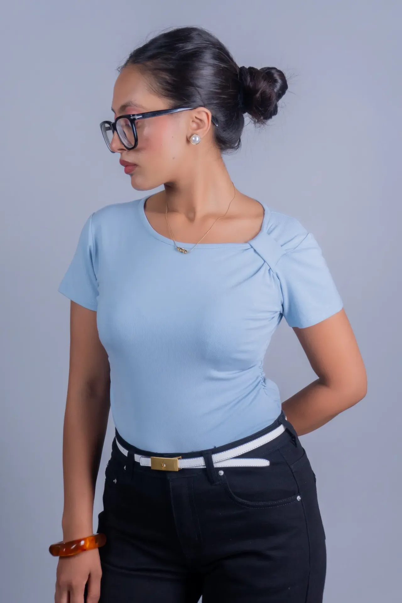 3.92118 HB SS26-138 ASYMMETRIC SHOULDER TOP (BLUE, S)