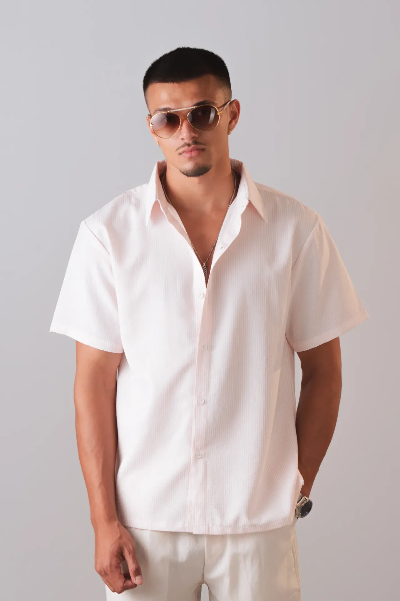 3.92810 HBM SS26-44 AXIS LINE SHIRT (PINK, S)