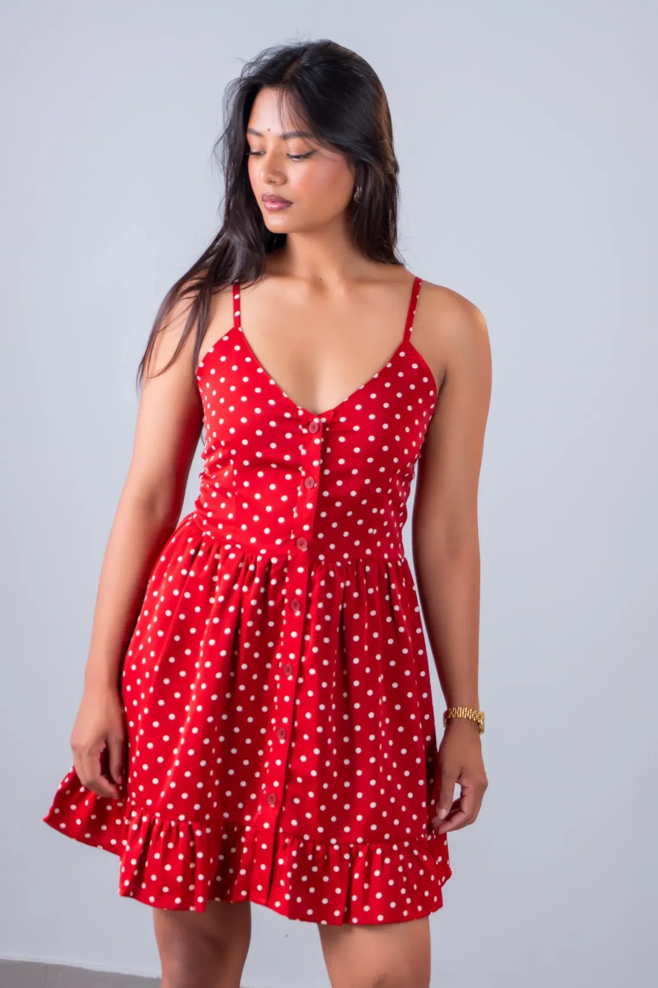 HB SS26-196 POLKA MIDI DRESS