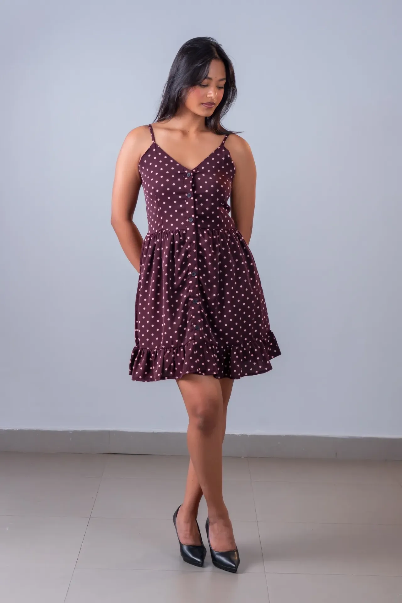 HB SS26-196 POLKA MIDI DRESS