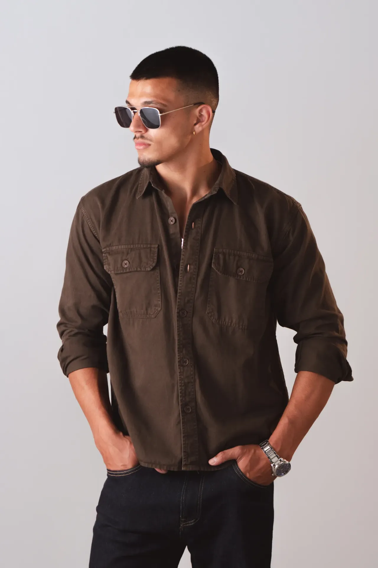 3.93488 BMNL SS26-10 RFD TWILL SHIRT (ESPRESSO, M)