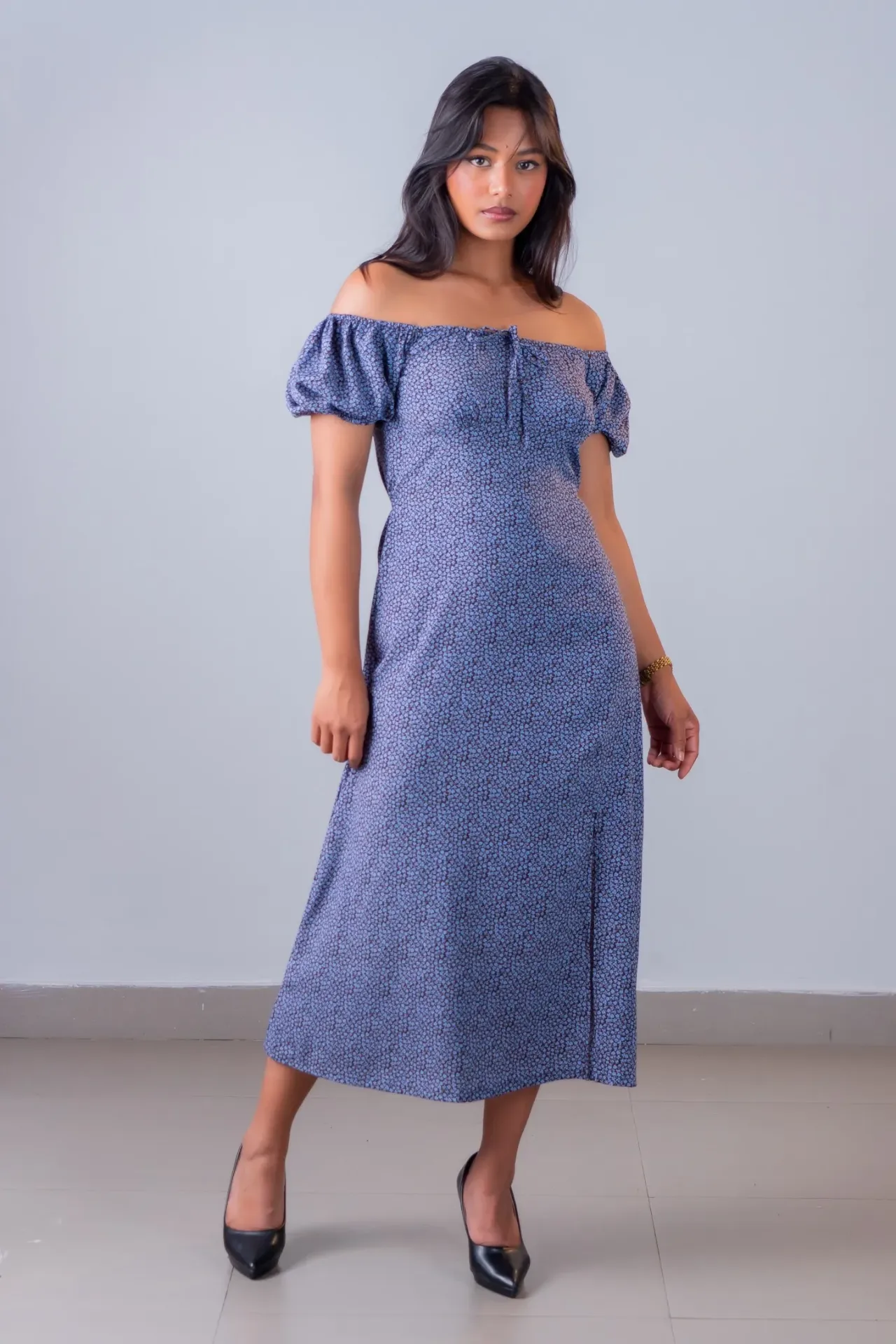 3.94946 BMKS SS26-18 FLORA SLIT DRESS (BLUE, S)