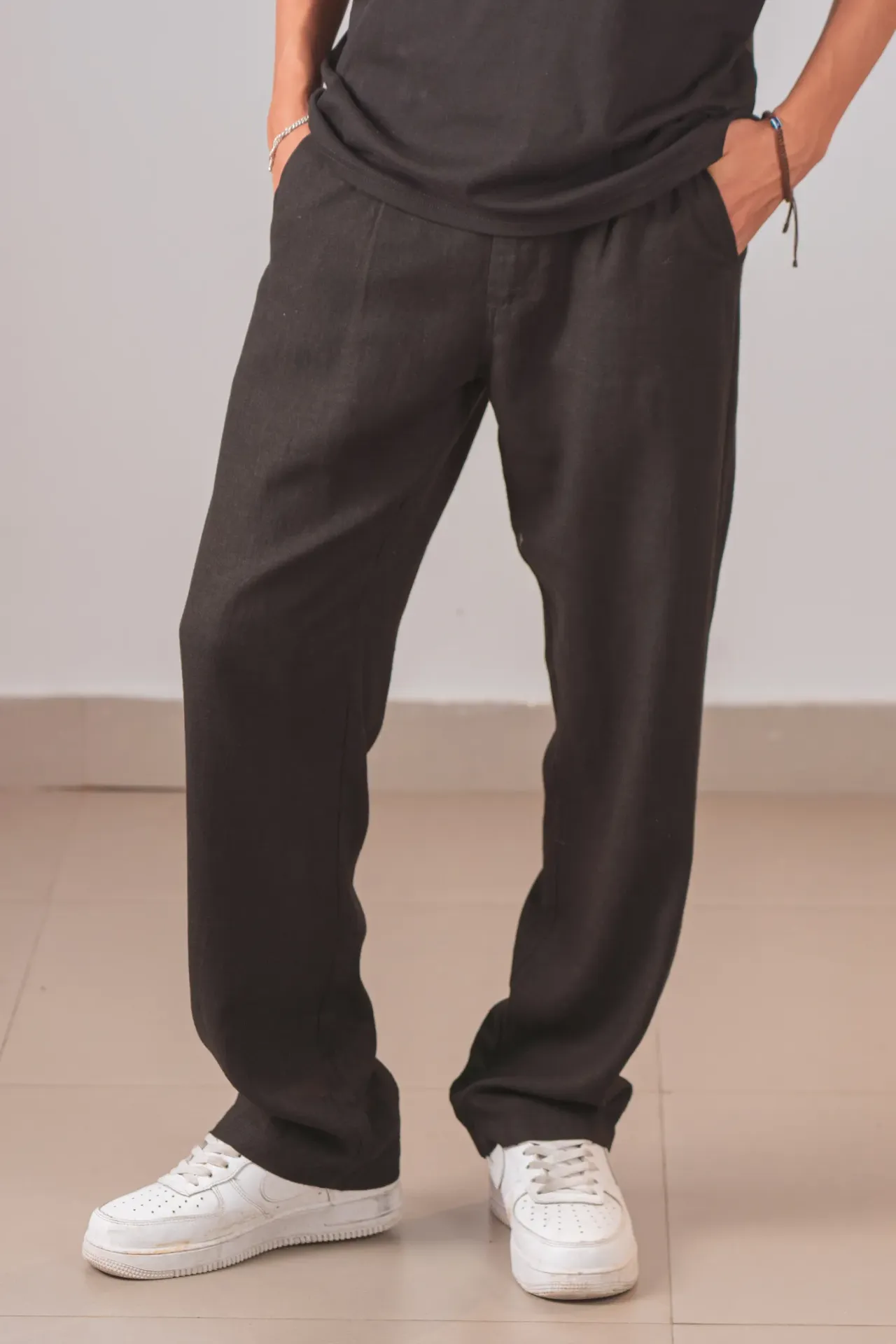 3.95522 BMNL SS26-16 JIRI LINEN BLEND PANT (BLACK, M)