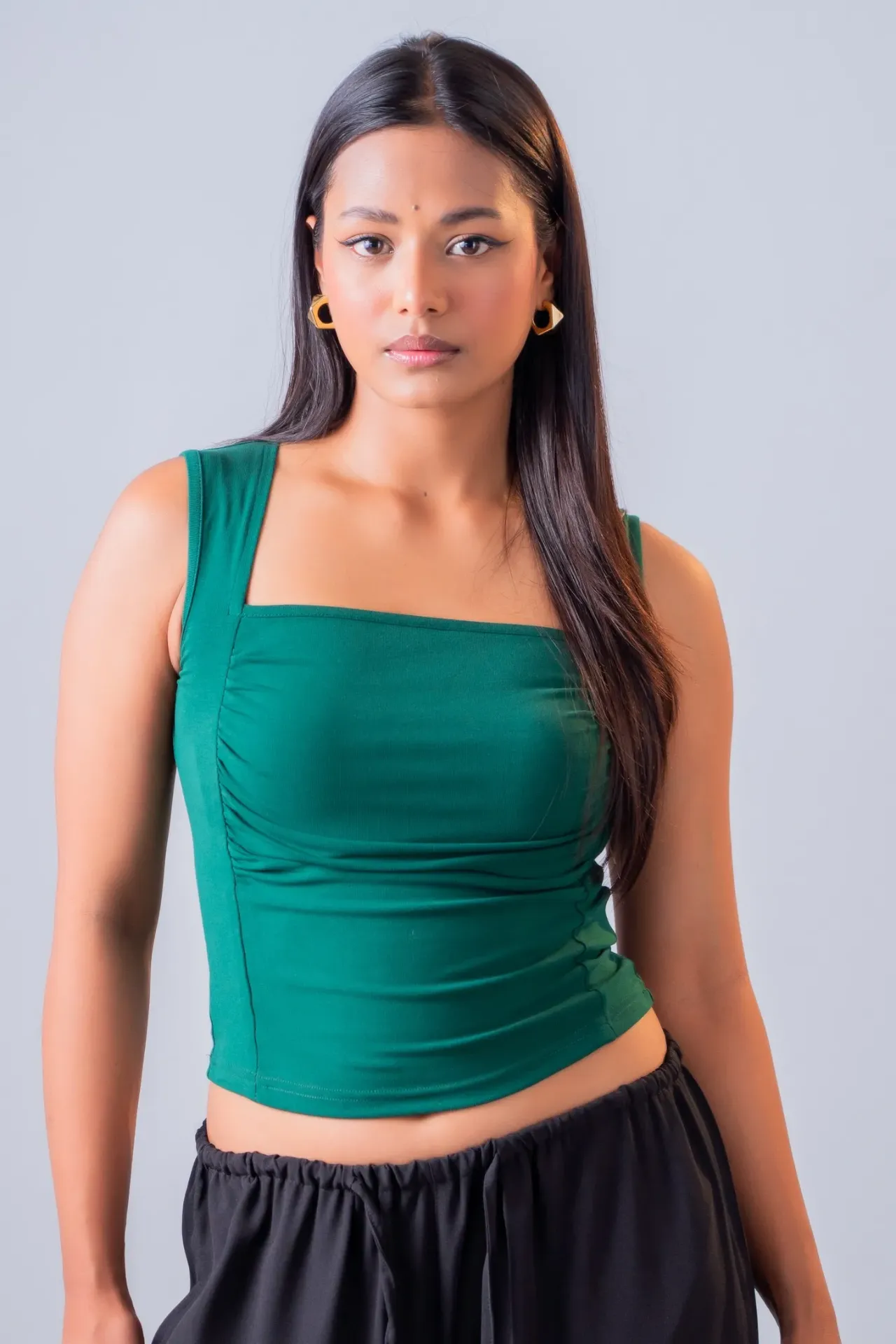 HB SS26-270 RUCHED SQUARE NECK TOP